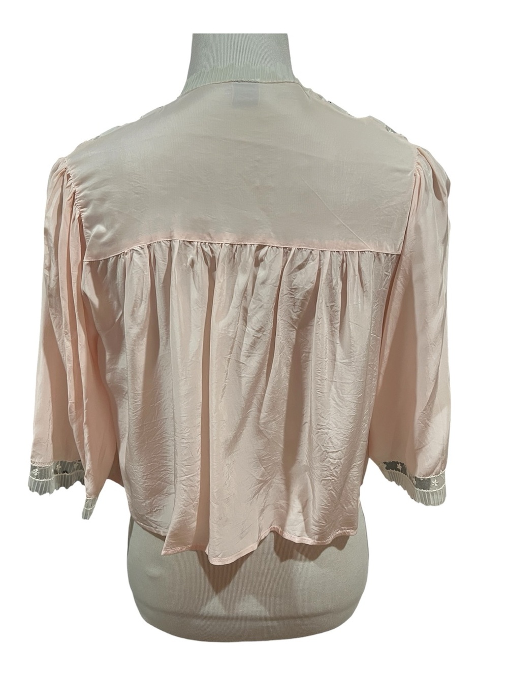 Vintage Dora Gottlieb 50s Dainty Tie Front Nylon Lingerie Bed Jacket Size Small - Picture 2 of 5